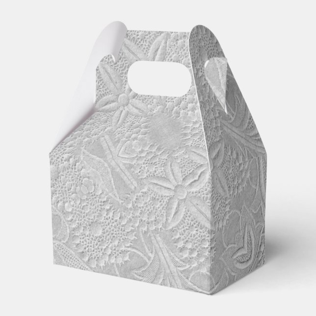Grey Floral Embossed Look Favour Box (Front Side)