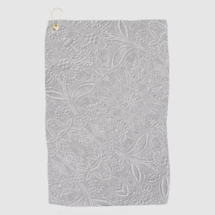 Grey Floral Embossed Look Golf Towel