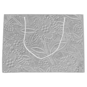 Grey Floral Embossed Look Large Gift Bag