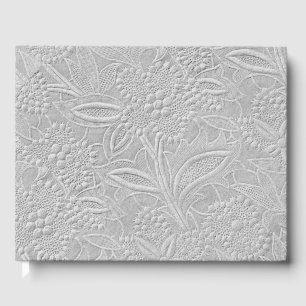 Grey Floral Embossed Look Personalised Spine Guest Book
