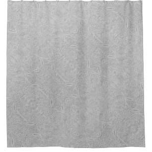 Grey Floral Embossed Look Shower Curtain