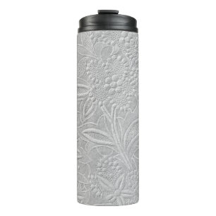 Grey Floral Embossed Look Thermal Tumbler