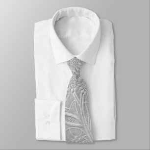 Grey Floral Embossed Look Tie