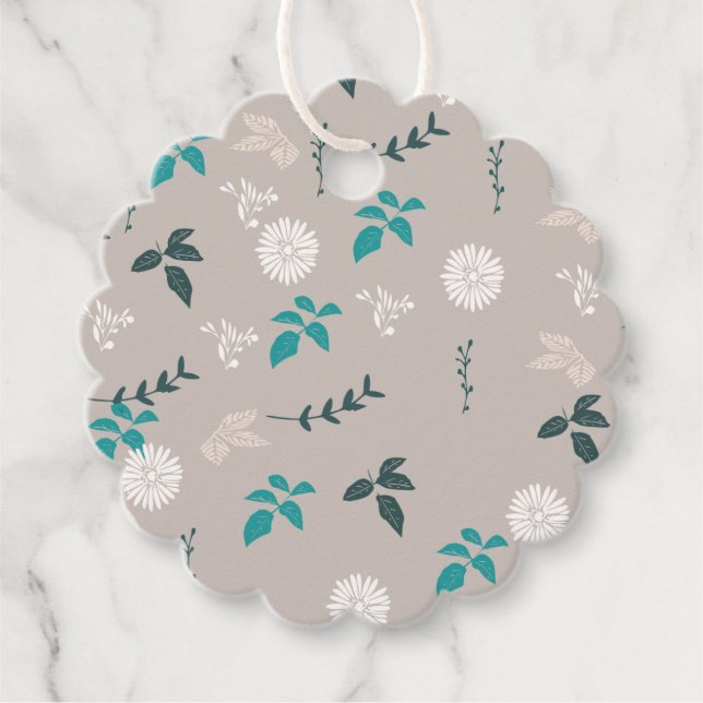 Grey Floral Favour Tags (Front)