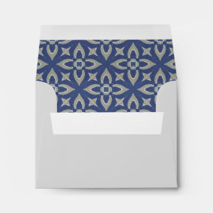 Grey Floral Geometric Pattern w/Blue Background Envelope