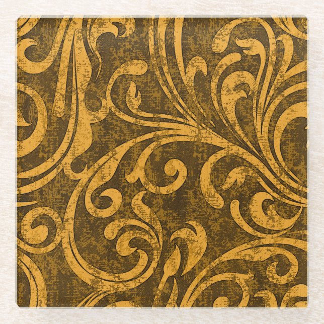 Grey floral, high-resolution seamless texture. glass coaster (Front)