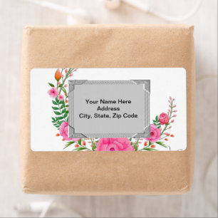 Grey Floral Monogram Labels