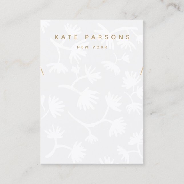 Grey Floral Necklace Display Business Card (Front)