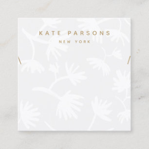 Grey Floral Necklace Jewellery Display Square Business Card