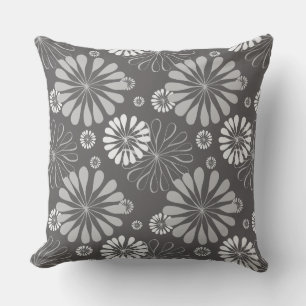 grey floral outdoor pillow