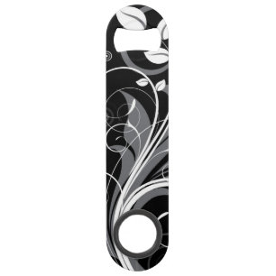 Grey Floral Pattern on Black