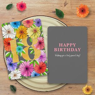 Grey Floral Personalised 18th Birthday Card