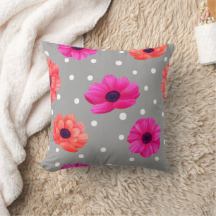 Grey Floral Pillow