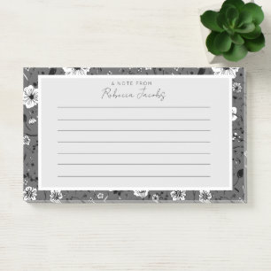 Grey Floral Post-it Notes