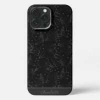 Grey floral seamless pattern personalised name