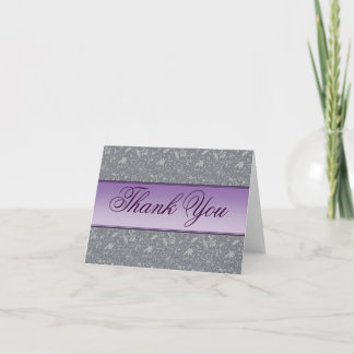 Grey Floral Thank You Card