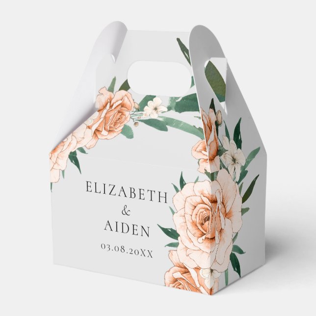 Grey Floral Wedding Collection Favour Box (Front Side)