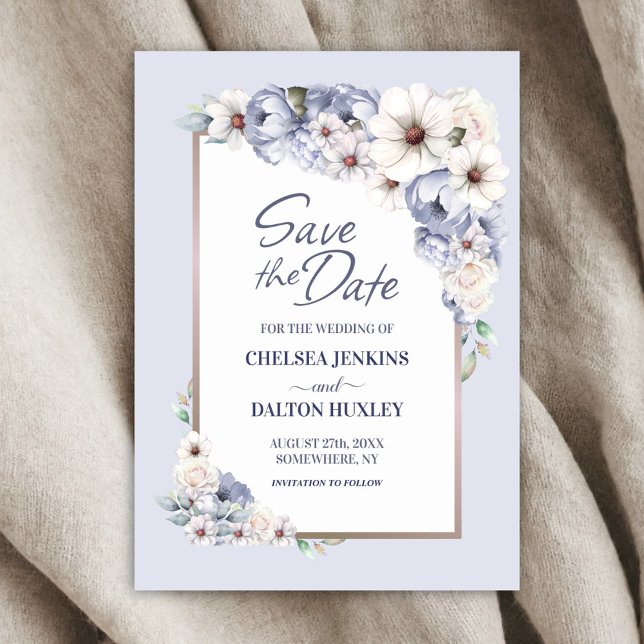 Grey Floral Wedding Save the Date  (Creator Uploaded)
