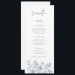 Grey Florals Wedding Menu Card with Guest Name<br><div class="desc">Grey Florals Wedding Menu Card with Guest Name. Available digitally and printed. A great alternative to place cards at your wedding or rehearsal dinner, with your guest's name on their menu. This modern design is easy to personalise with your guest name and menu details. You can also change text and...</div>