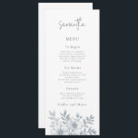 Grey Florals Wedding Menu Card with Guest Name<br><div class="desc">Grey Florals Wedding Menu Card with Guest Name. Available digitally and printed. A great alternative to place cards at your wedding or rehearsal dinner, with your guest's name on their menu. This modern design is easy to personalise with your guest name and menu details. You can also change text and...</div>