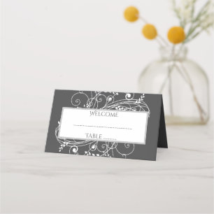 Grey Flourish Reception Place Card