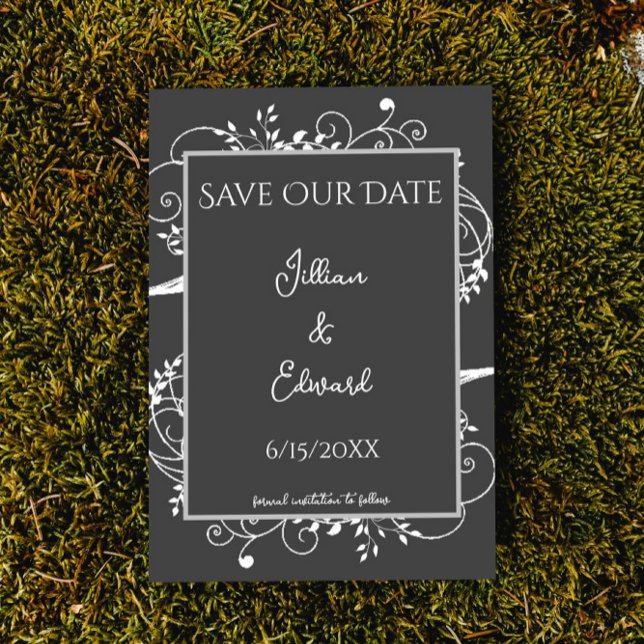 Grey Flourish Save The Date Announcement (Creator Uploaded)