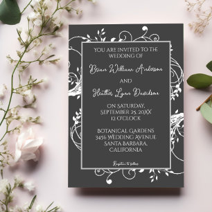 Grey Flourish Wedding Invitation