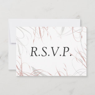 Grey Flourishes and Blush Swirls Wedding RSVP Card