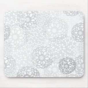 Grey Flower Burst Design Mouse Pad