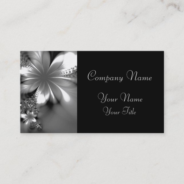 Grey flower classic business card (Front)