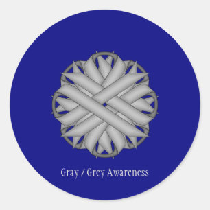 Grey Flower Ribbon by Kenneth Yoncich Classic Round Sticker