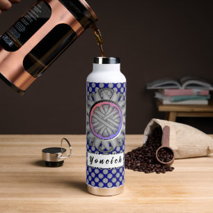 Grey Flower Ribbon by Kenneth Yoncich Water Bottle
