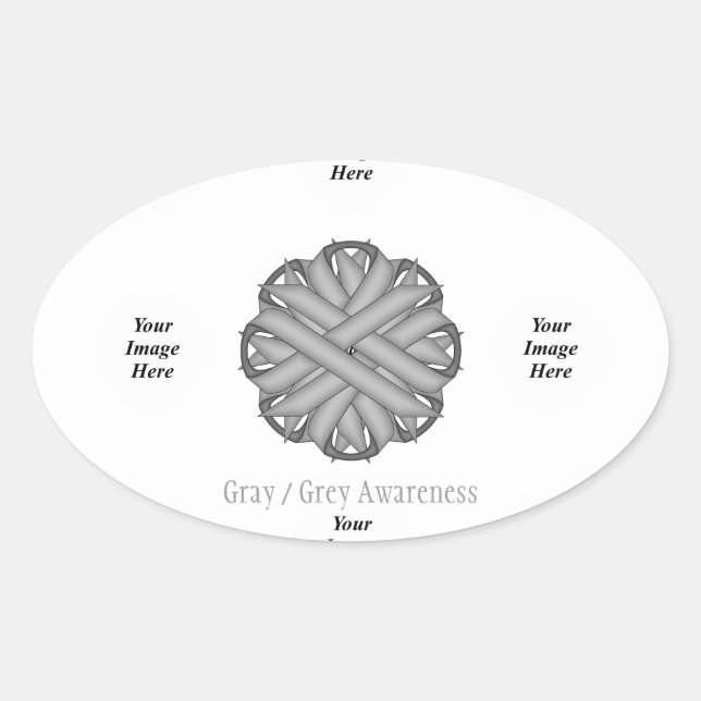 Grey Flower Ribbon Template by Kenneth Yoncich Oval Sticker (Front)