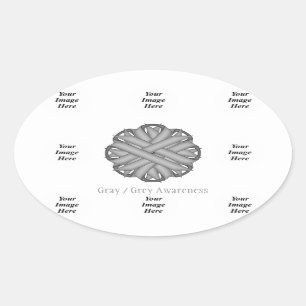 Grey Flower Ribbon Template by Kenneth Yoncich Oval Sticker