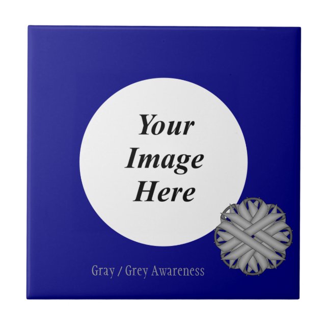 Grey Flower Ribbon Template by Kenneth Yoncich Tile (Front)