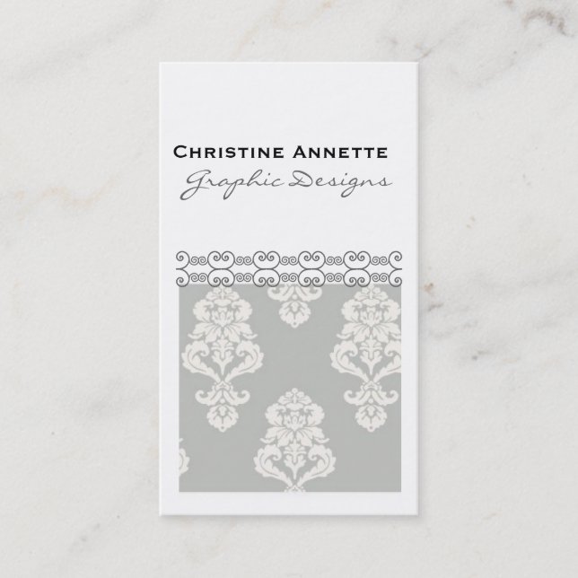 Grey Fluer Elegant Design Business Card (Front)