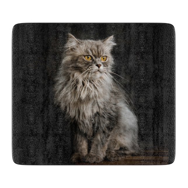 Grey Fluffy Cat  Cutting Board (Front)