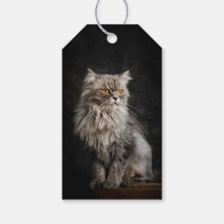 Grey Fluffy Cat Gift Tags