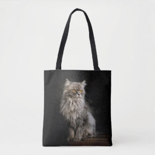 Grey Fluffy Cat  Tote Bag