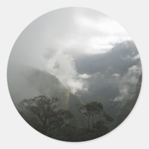 Grey Foggy Clouds above the Mountains Classic Round Sticker