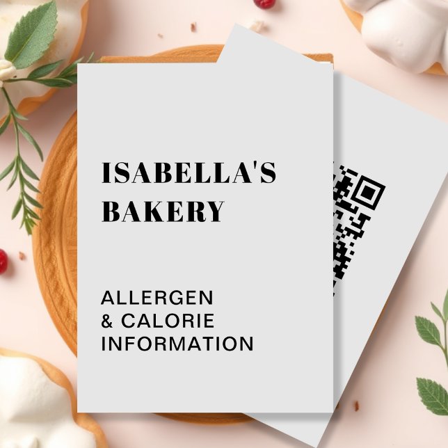 Grey Food Allergy Calorie Information QR Code Card (Creator Uploaded)