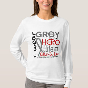 Grey For My Hero 2 Father-In-Law Brain Cancer T-Shirt