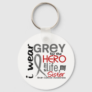 Grey For My Hero 2 Sister Brain Cancer Key Ring