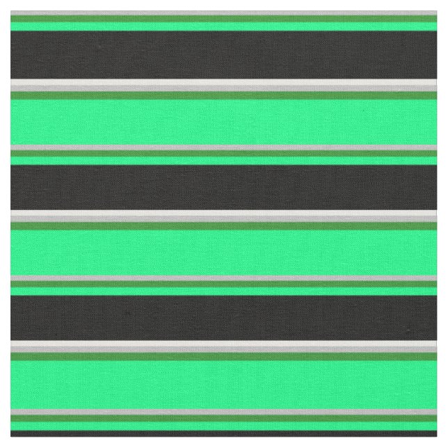 Grey, Forest Green, Green, Black & White Coloured Fabric (Close Up)