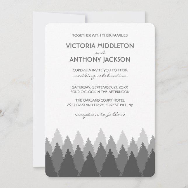 Grey Forest Range Woodland Wedding Invitation (Front)