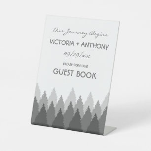 Grey Forest Range Woodland Wedding Pedestal Sign