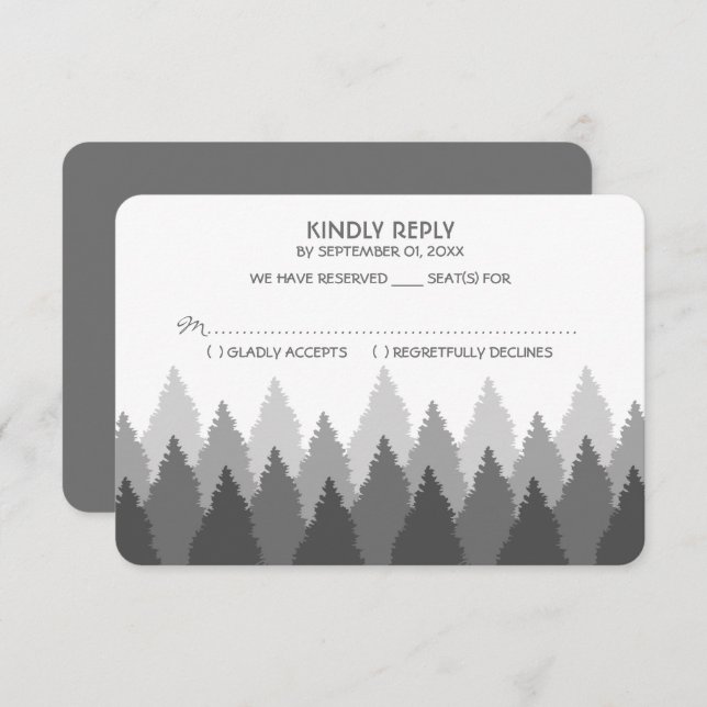 Grey Forest Range Woodland Wedding RSVP Card (Front/Back)