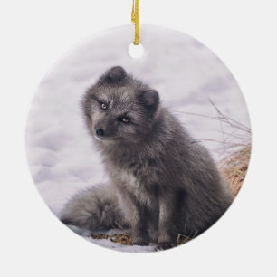 Grey Fox Christmas Ceramic Tree Decoration