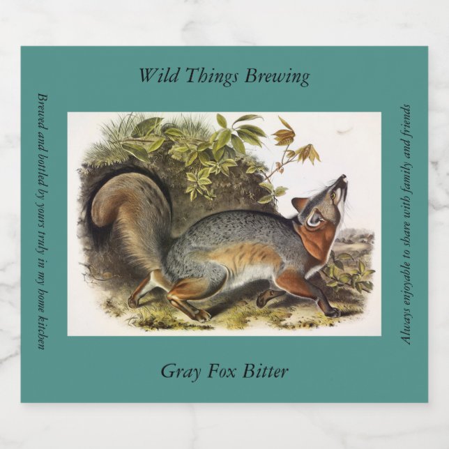 Grey Fox / Grey Fox Audubon's American Quadrupeds Beer Bottle Label (Single Label)