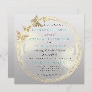 Grey Foxier Golden Bubble Wedding Engagement Ombre Invitation